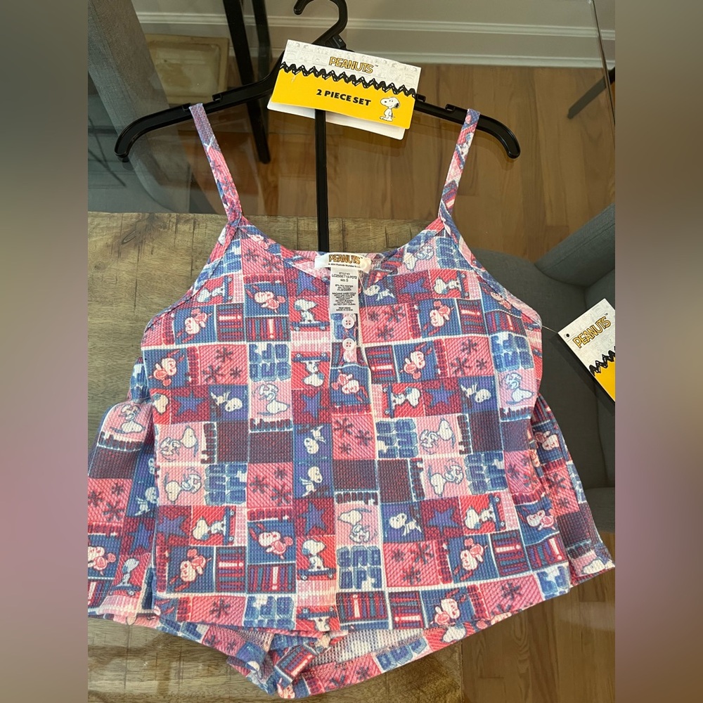 Peanuts Snoopy Camisole top and shorts - Pink and Blue pajamas lounge
